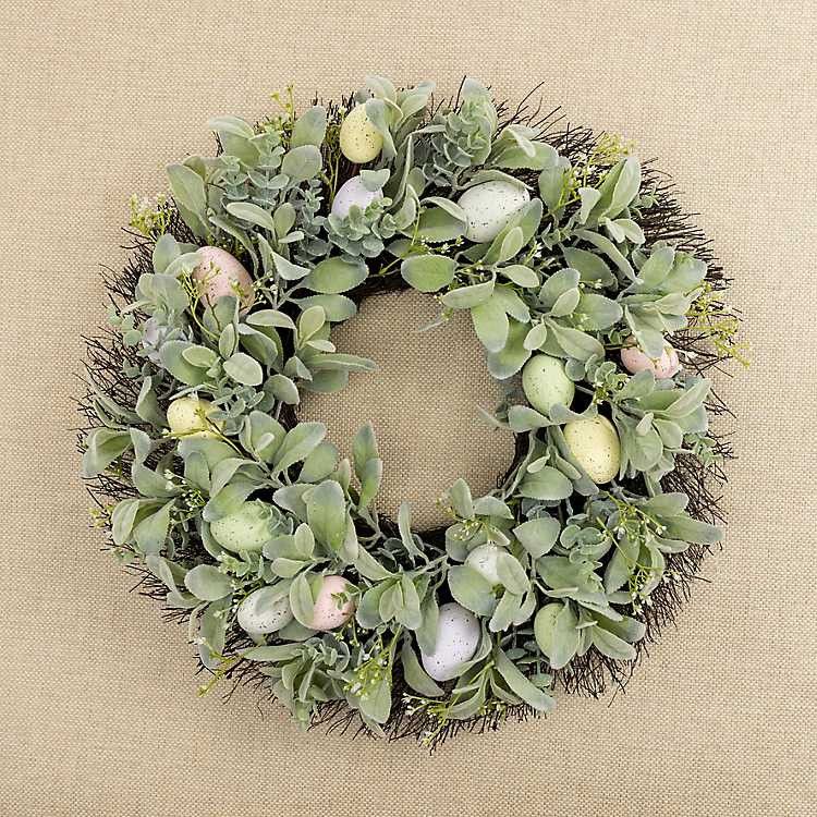 Lamb's Ear and Speckled Eggs Wreath | Kirkland's Home