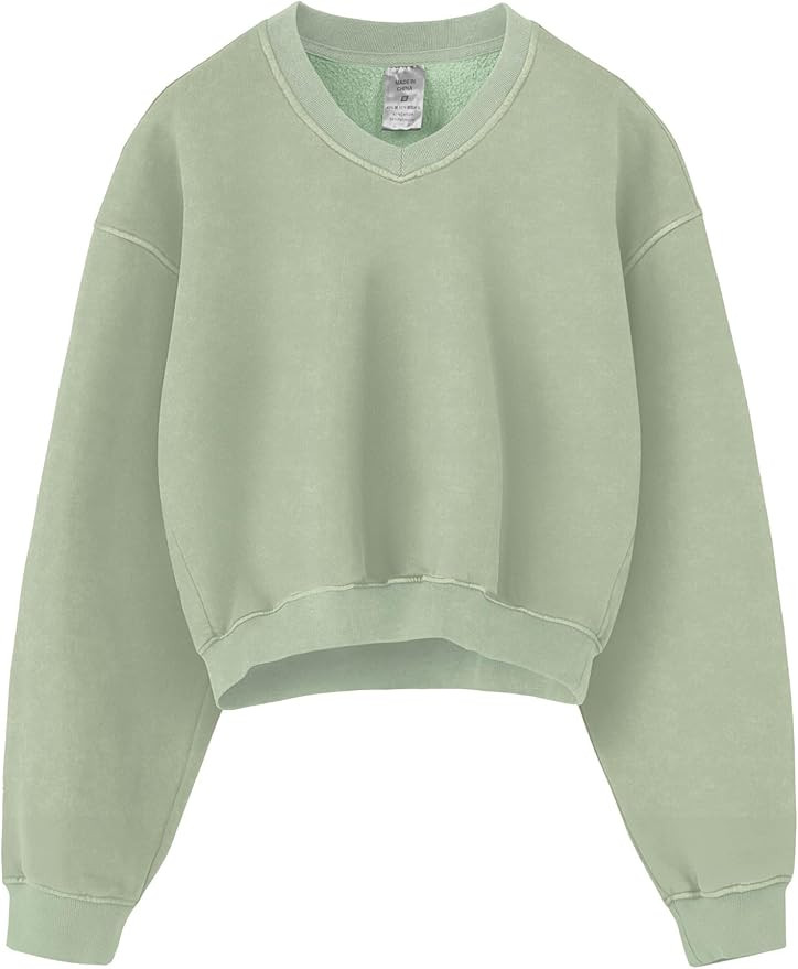 Hatant Sweatshirt for Women Acid Wash Athletic Hoodie Heritage Fleece V-neck Long Sleeve Hoodie F... | Amazon (US)