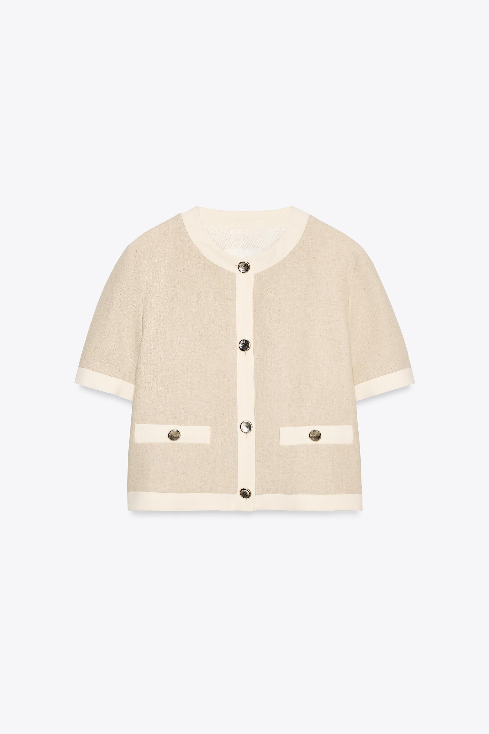 SHORT SLEEVE LINEN BLEND BLAZER | Zara UK