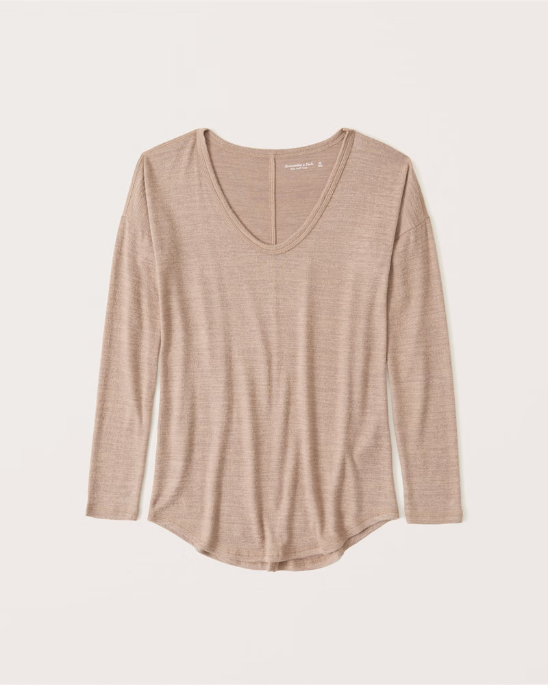 Women's Cozy Long-Sleeve V-Neck Legging Tee | Women's New Arrivals | Abercrombie.com | Abercrombie & Fitch (US)