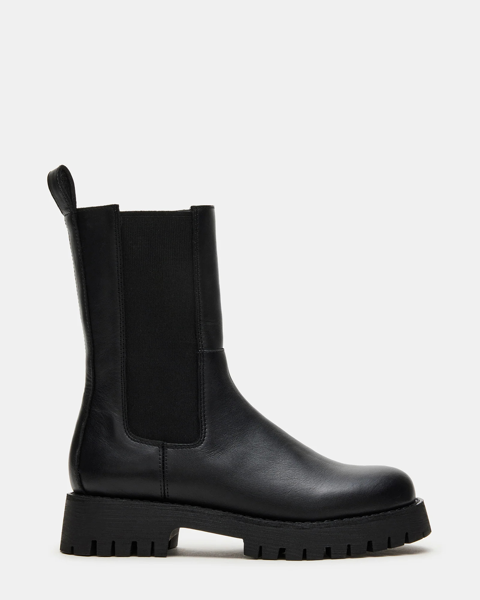 LOWA Black Leather Lug Chelsea Booties | Women's Designer Booties | Steve Madden (Canada)