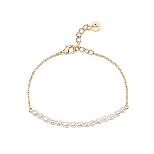 PAVOI Gold Tiny Pearl Bracelet | 14K Gold Plated Freshwater Cultured Pearls | Bracelets for Women | Amazon (US)