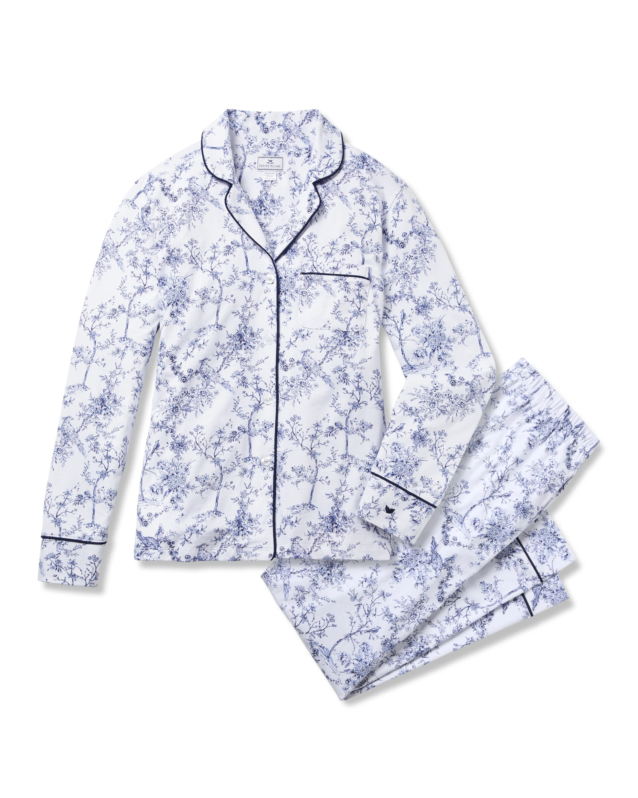 Women's Pima Pajama Set in Timeless Toile | Petite Plume