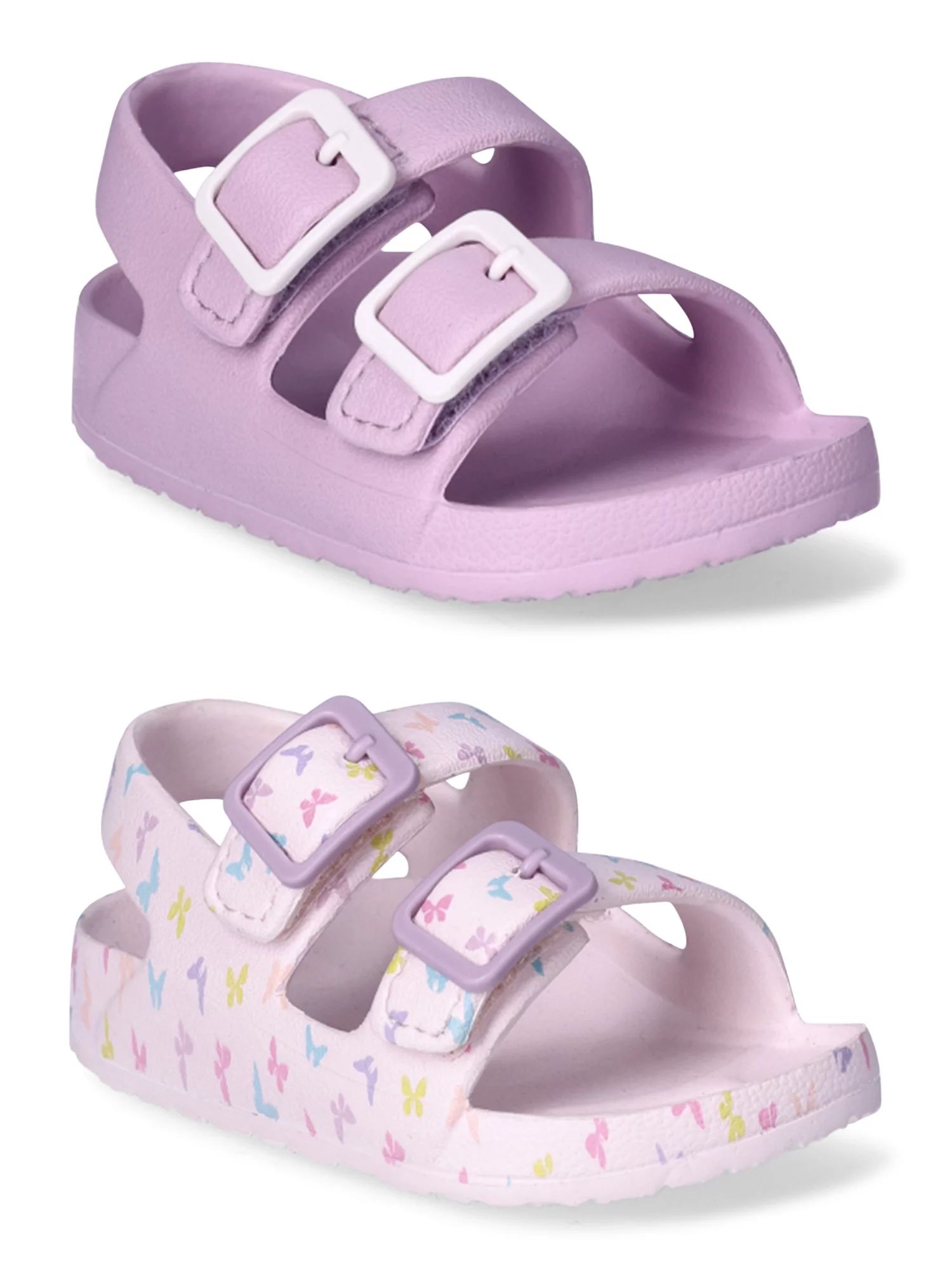 Wonder Nation Baby Girls Buckle Sandals 2-Pack - Walmart.com | Walmart (US)