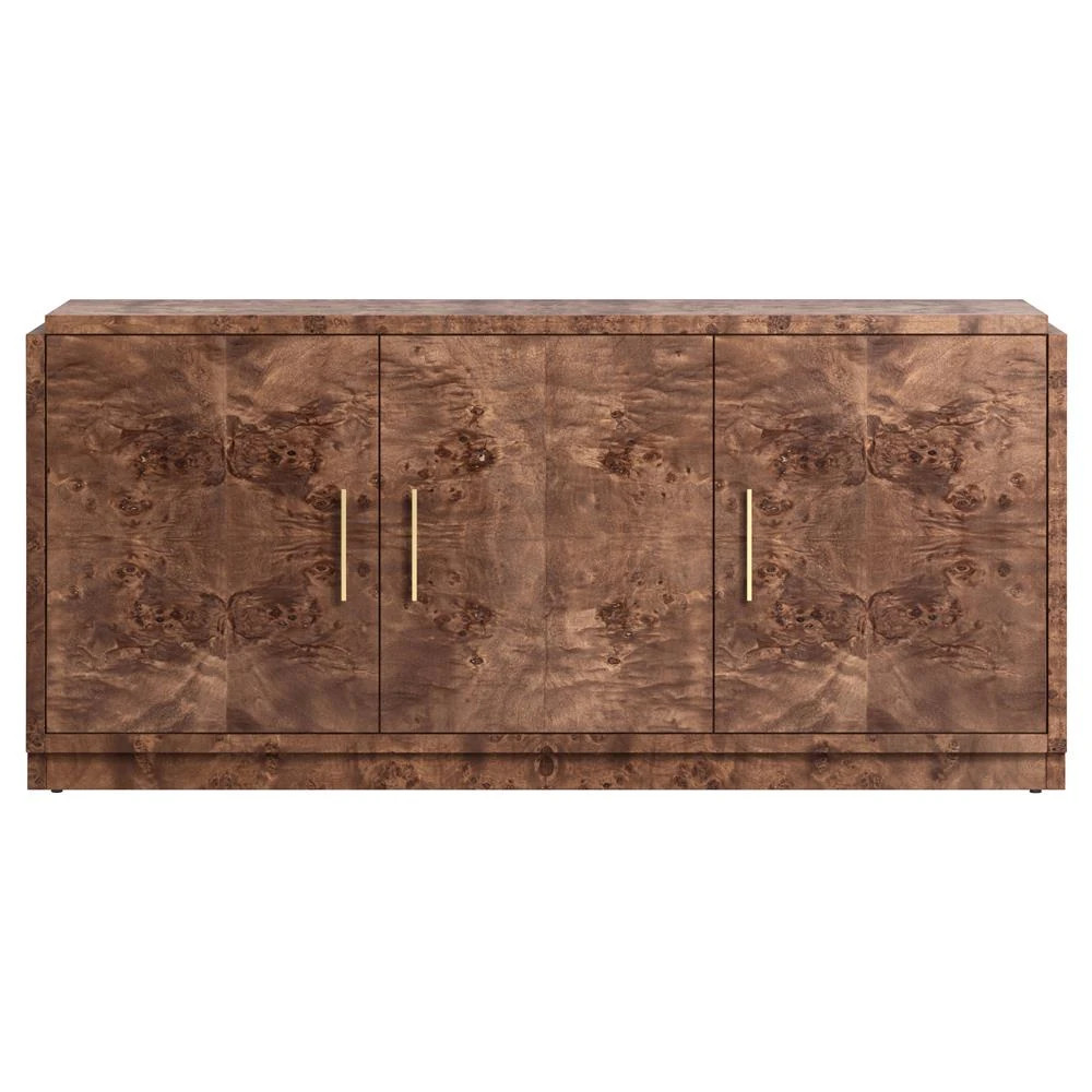 Briella Modern Classic Dark Brown Burl Wood 3 Door Sideboard | Kathy Kuo Home