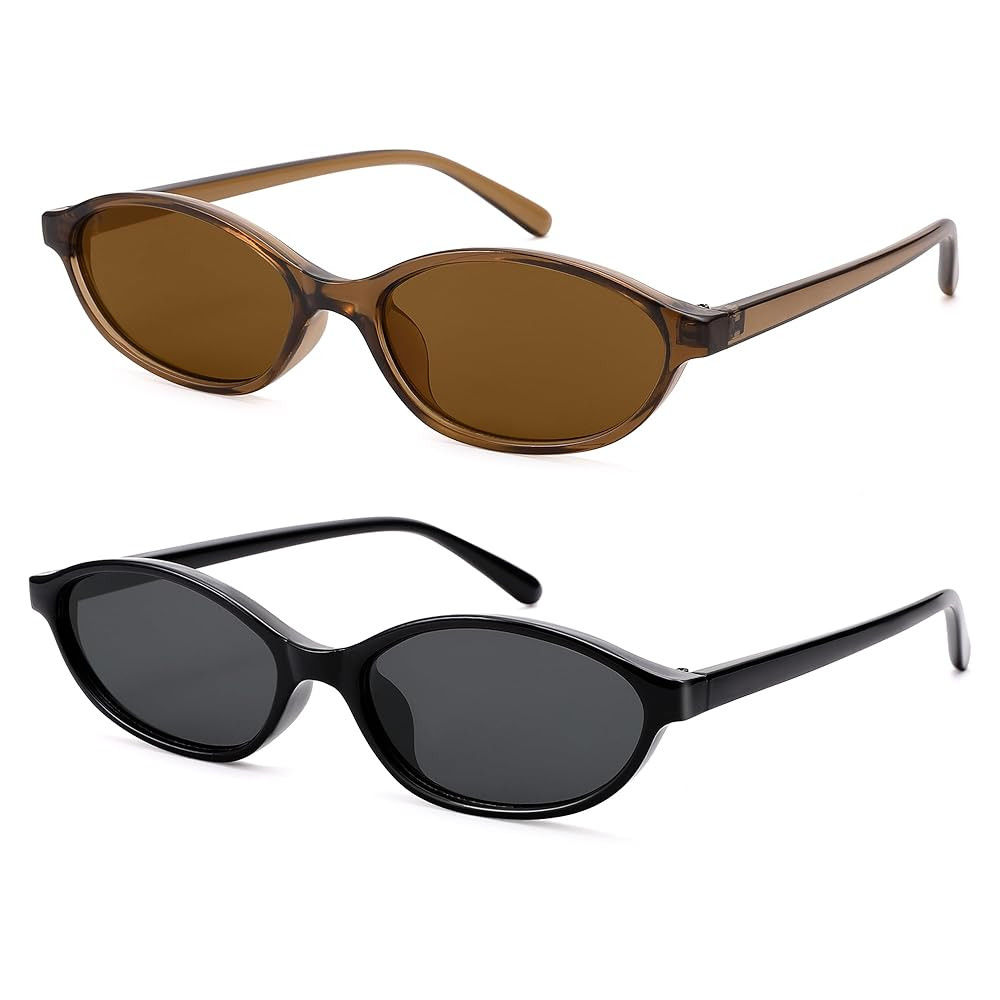 Retro Oval Sunglasses for Women - Y2k Trendy Sun Glasses - Cat Eye 90s Shades | Amazon (US)