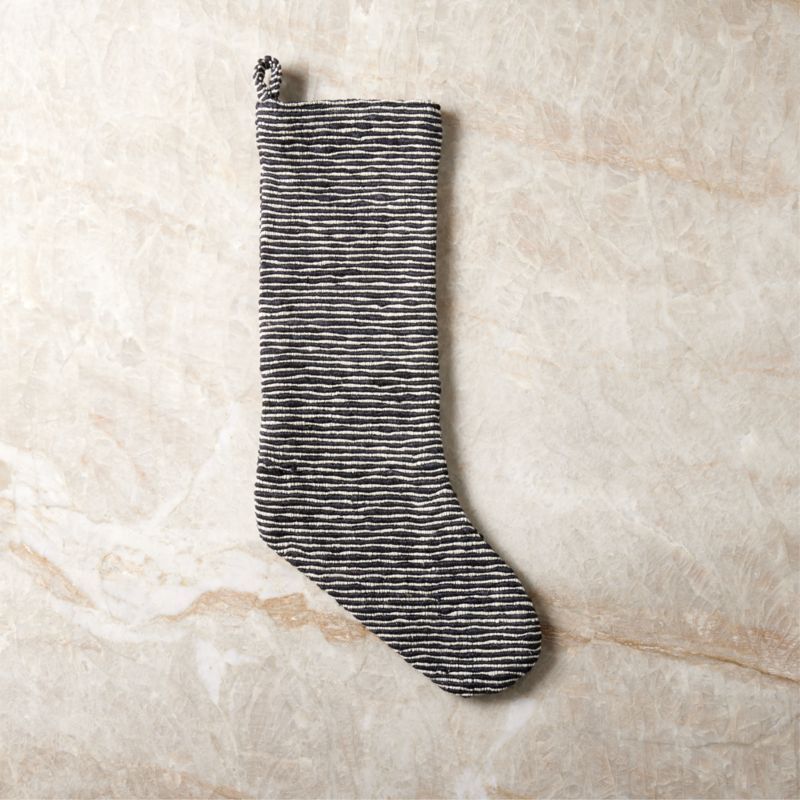 Seca Black and White Stripe Silk Christmas Stocking | CB2 | CB2