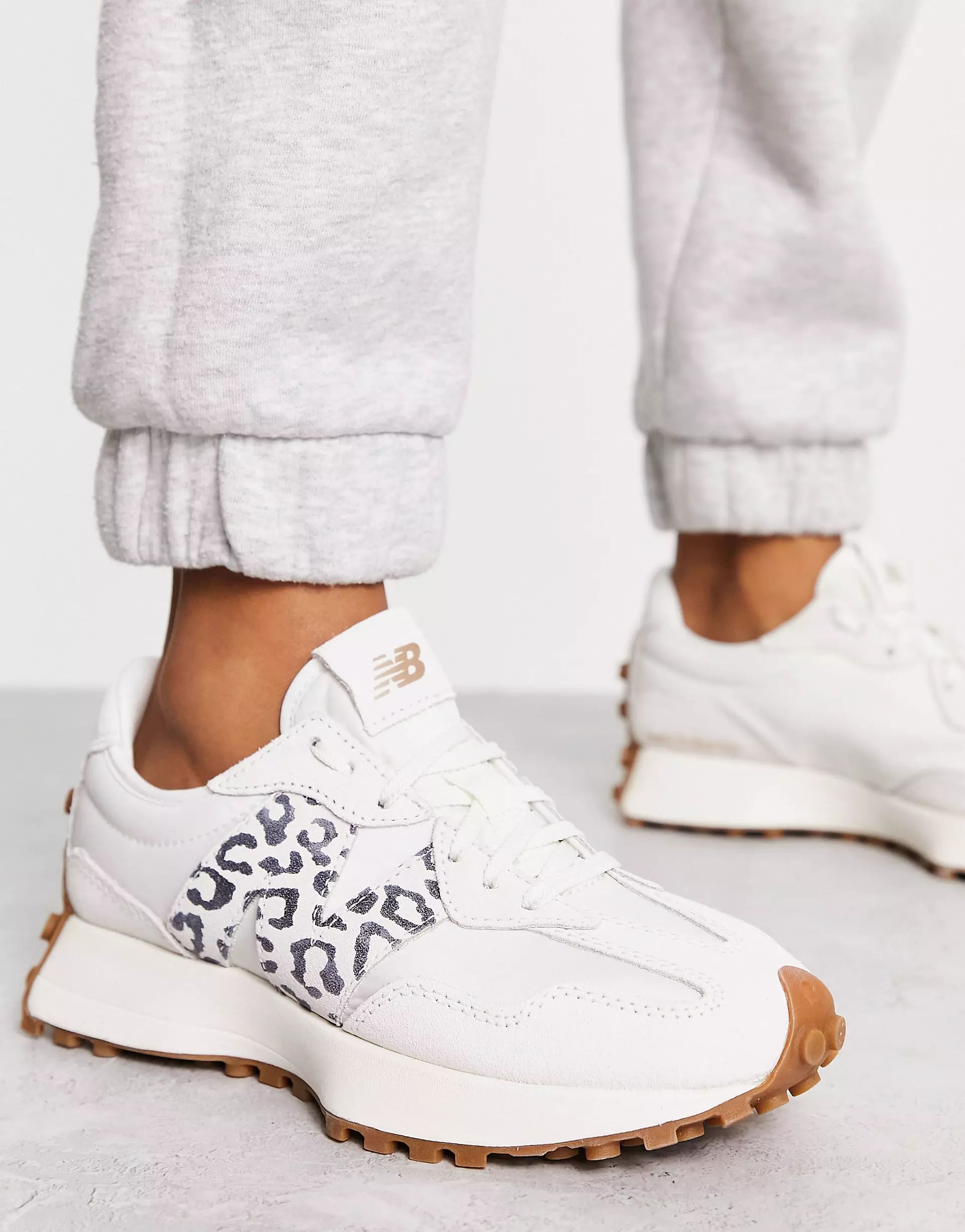 New Balance 327 sneakers in off-white with leopard print detail | ASOS (Global)