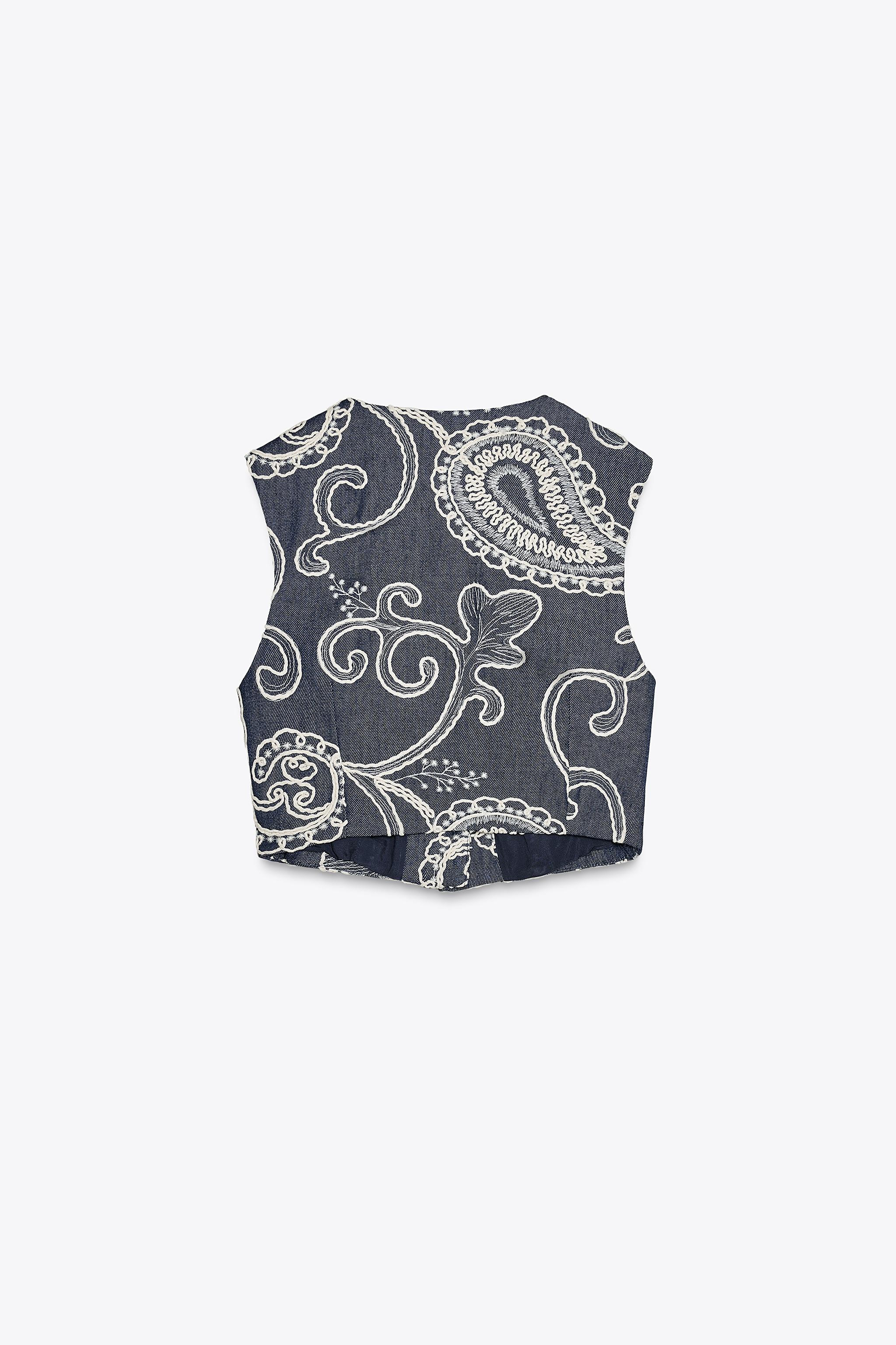 EMBROIDERED CROPPED VEST TOP | Zara US