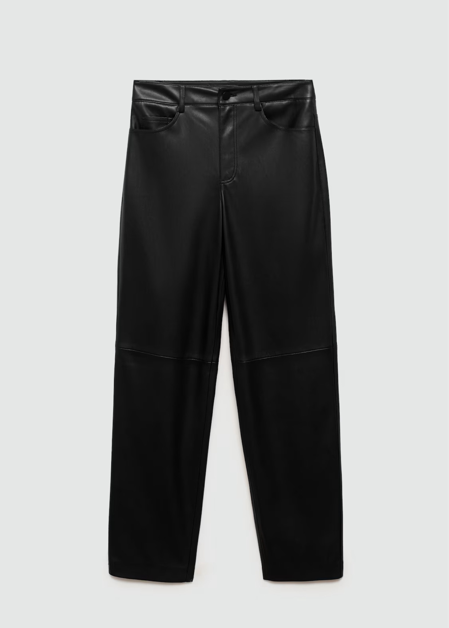 Straight leather look trousers