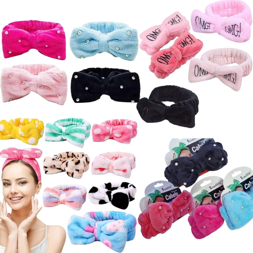 Kit 2 Faixas de Cabelo Para Maquiagem Skincare limpeza de pele Laço Pelucia | Amazon (BR)