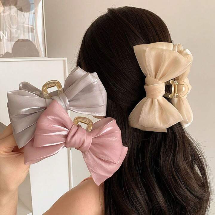 1pc Large Size Hair Claw Clip With Glitter Bowknot Design, Princess Hair Accessory Boho | SHEIN U... | SHEIN