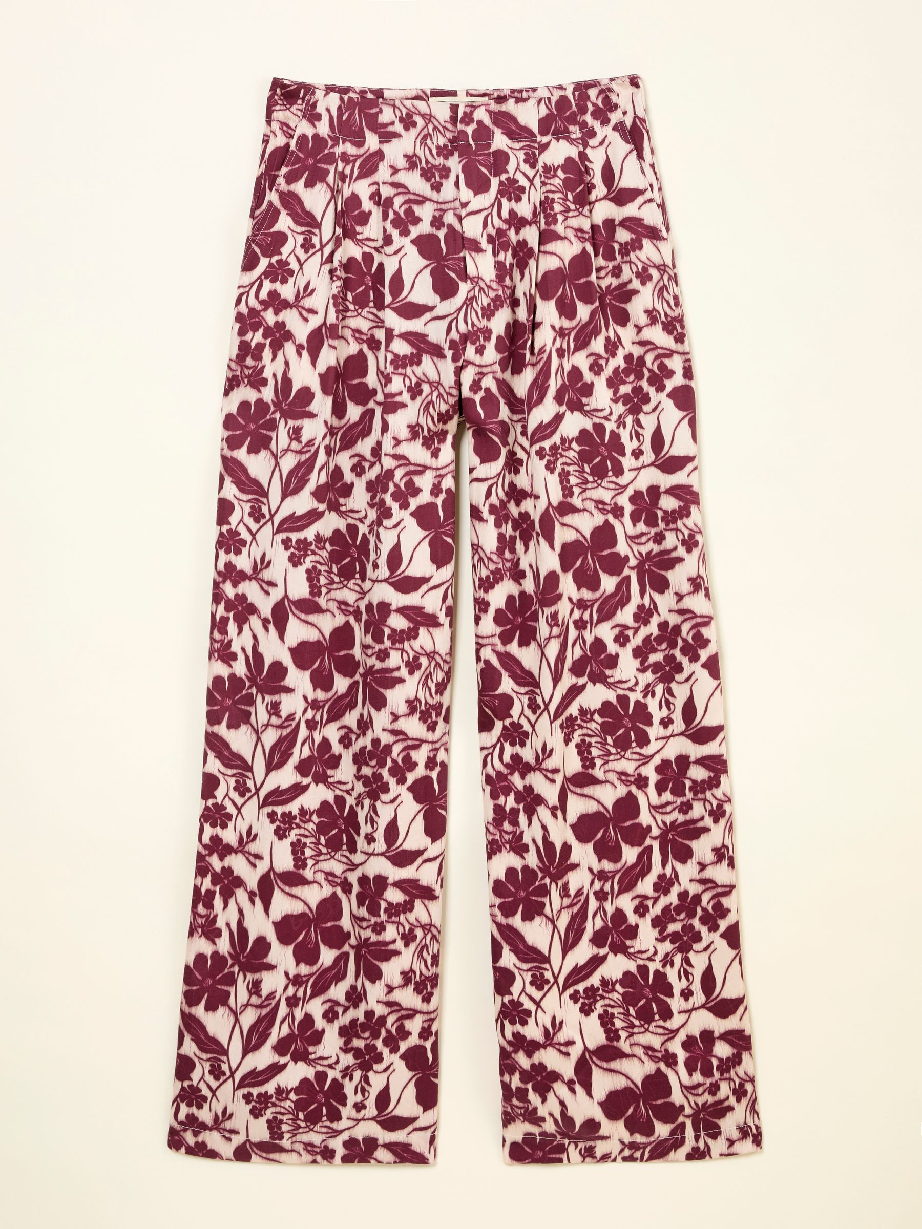Kingston Claret Printed Satin Trousers | FatFace | Fat Face