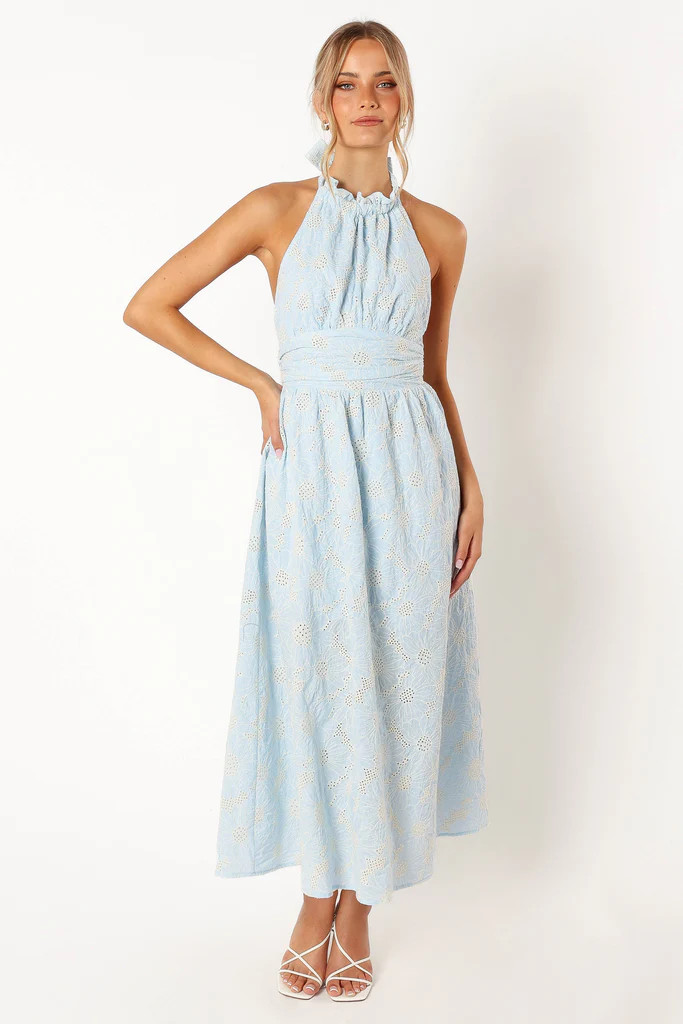 Taila Halterneck Midi Dress - Blue Floral | Petal & Pup (US)