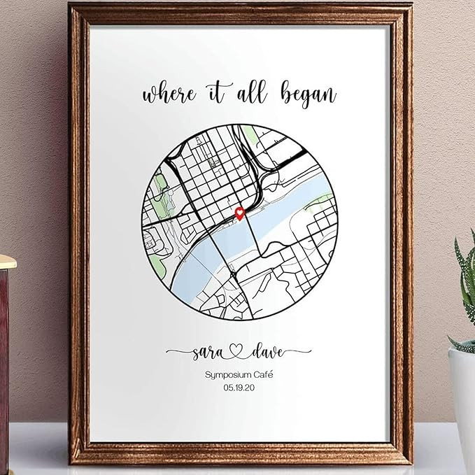 Where We Met Map/Where It All Began/Couple Map/Gift for Her/Gift for Him/Personalized Map/Custom ... | Amazon (US)
