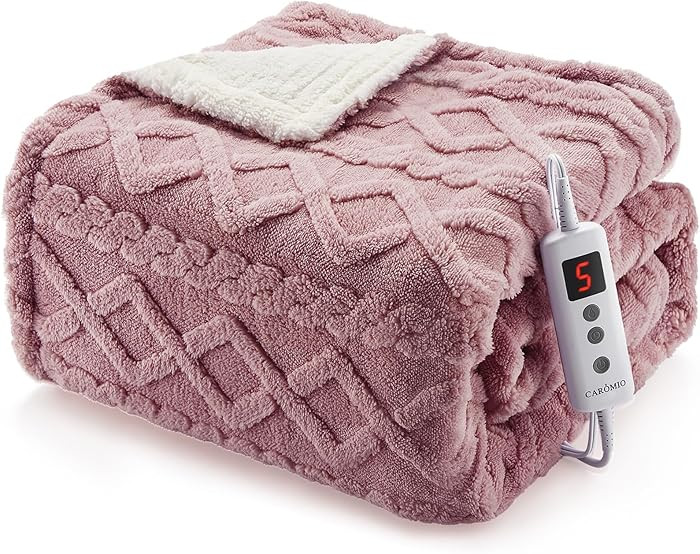 CAROMIO Heated Throw Blanket - Thick Tufted Sherpa Electric Blanket Throw with 10 Heating Levels ... | Amazon (US)