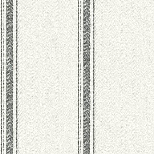 Chesapeake Linette Fabric Stripe Wallpaper, Black, Prepasted, Washable, Strippable, 20.5 in x 33 ft | Amazon (US)