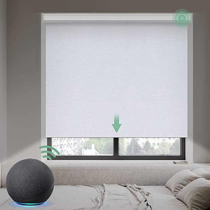 Yoolax Motorized Smart Blind for Window with Remote, Automatic Blackout Roller Shade Work with Al... | Amazon (US)