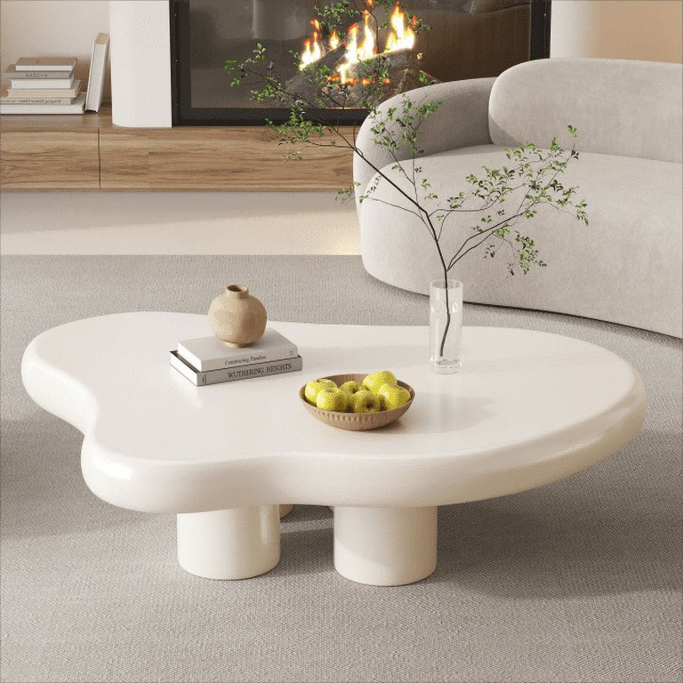 Guyii Wood Coffee Table with 4 Legs, for Living Room, Bedroom (White 47.24") | Walmart (US)
