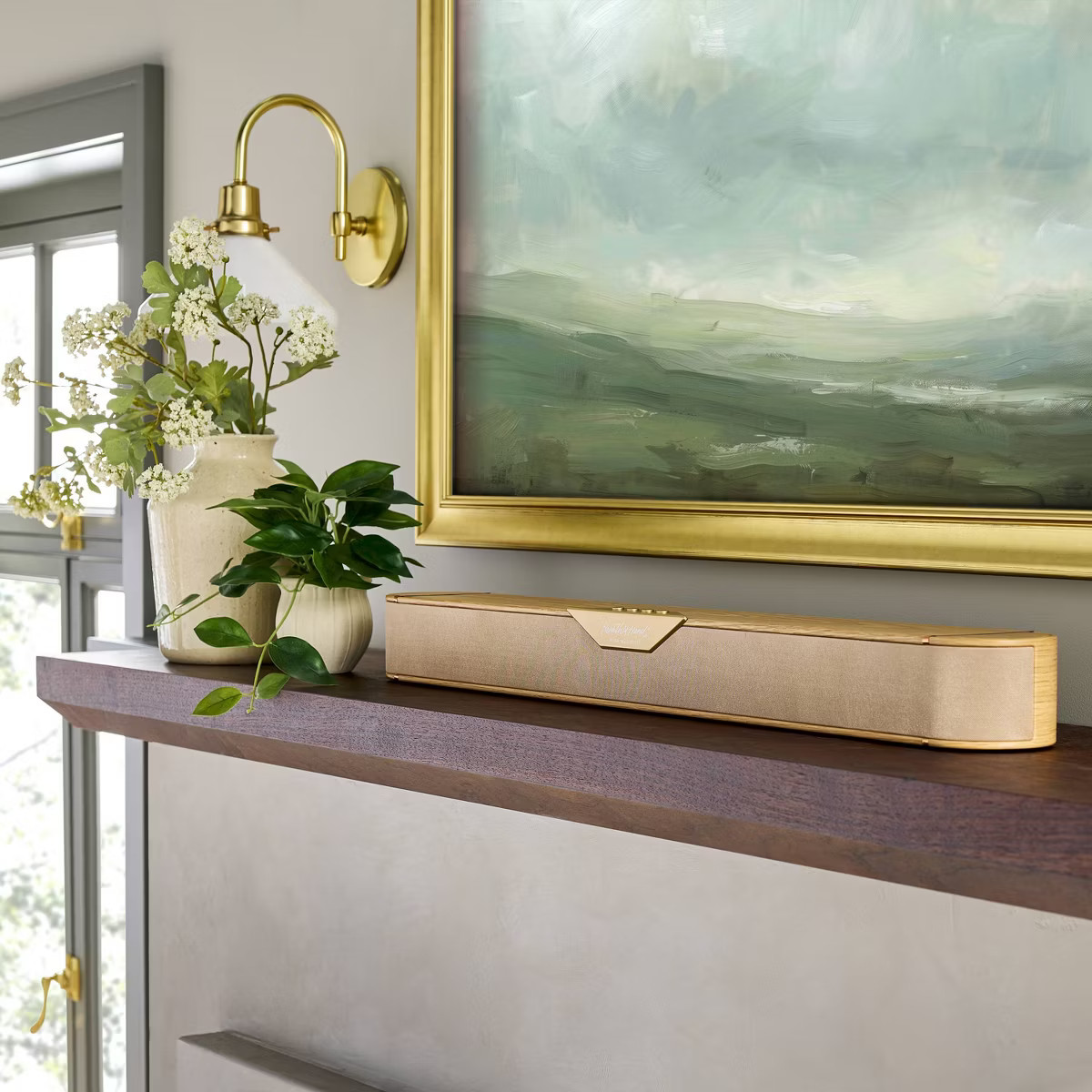 32" Wood & Brass Finish Dolby Digital Sound Bar - Hearth & Hand™ with Magnolia | Target