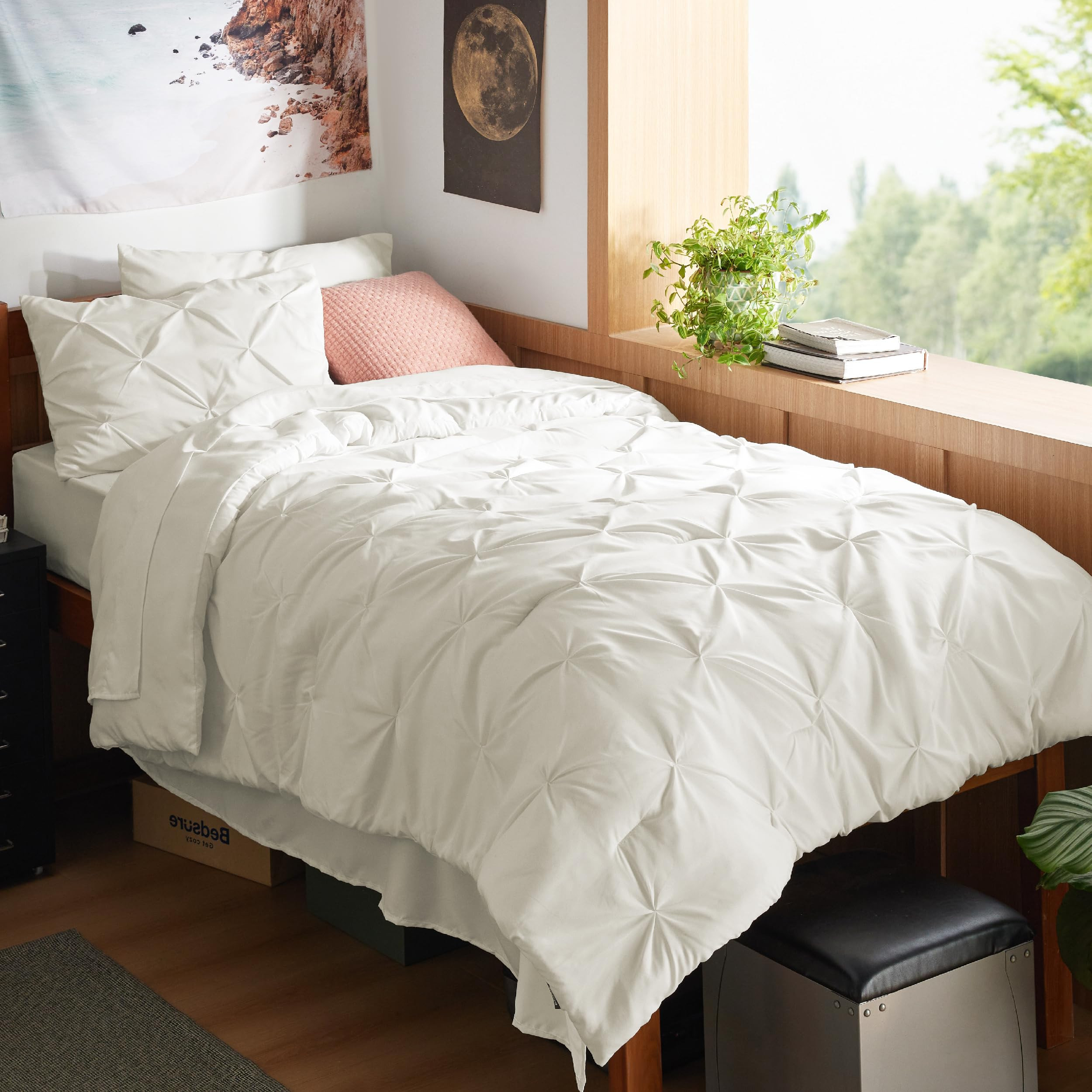 Bedsure Twin XL Comforter Set - Extra Long 5 Pieces Dorm Bedding Sets, GentleSoft™ Pinch Pleat ... | Amazon (US)