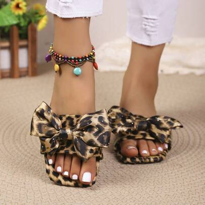 2025 New Fashion Leopard Print Flat Outdoor Sandals, Anti-Slip, Beach Sandals, Lightweight & Comfortable, Summer | SHEIN