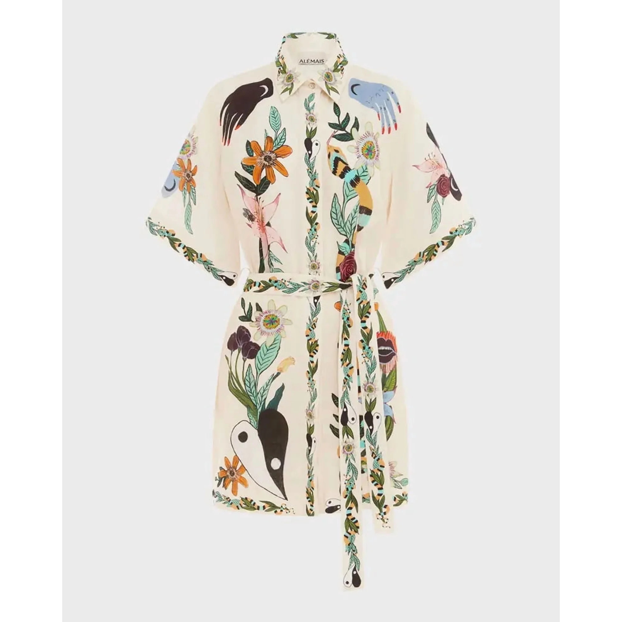 2026 New Floral Print Tie-Waist Short-Sleeve Dress for Women | Walmart (US)