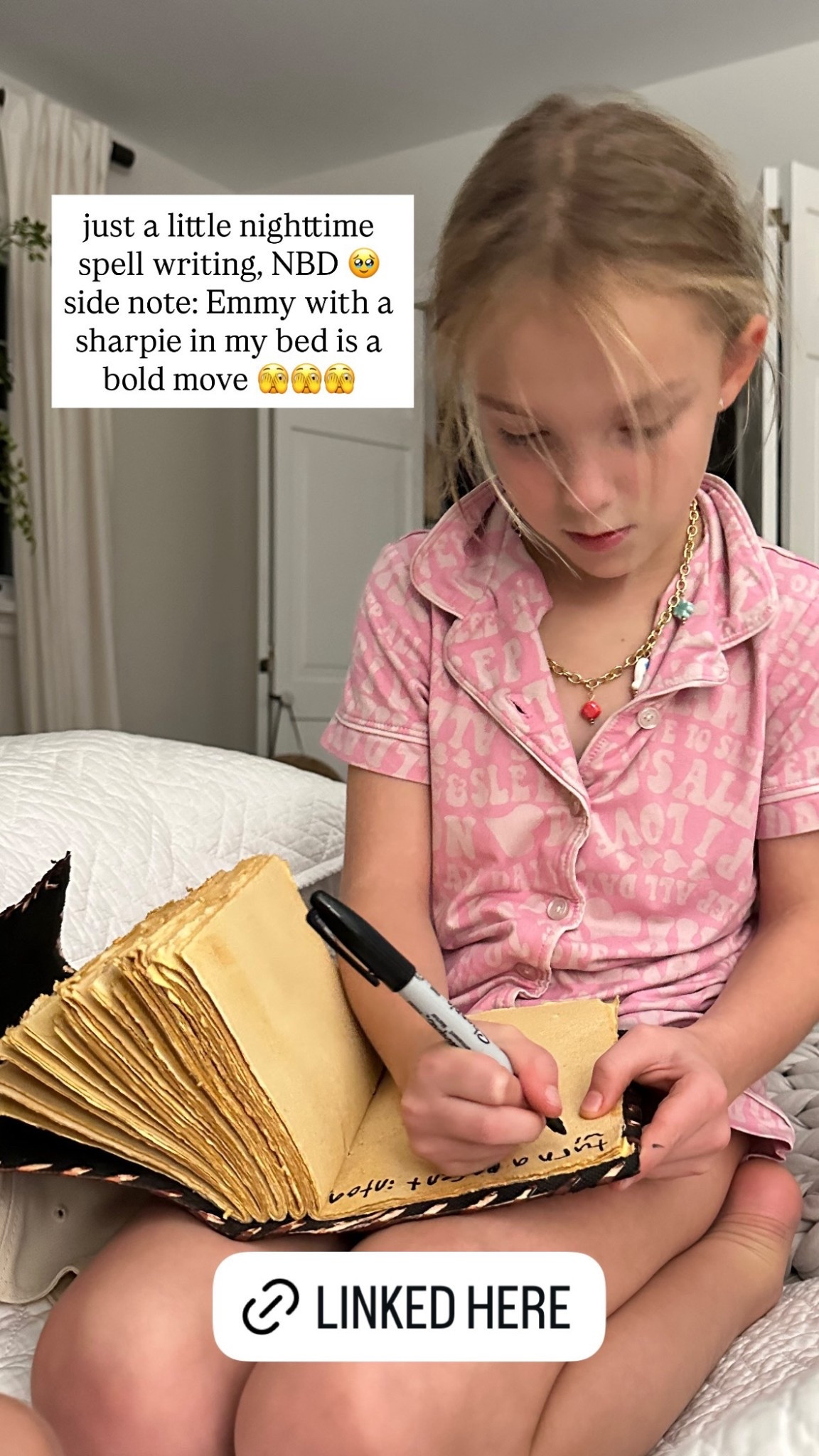 just a little nighttime spell writing, NBD

side note: Emmy with a sharpie in my bed is a bold move

#LTKSeasonal #LTKHalloween #LTKHome