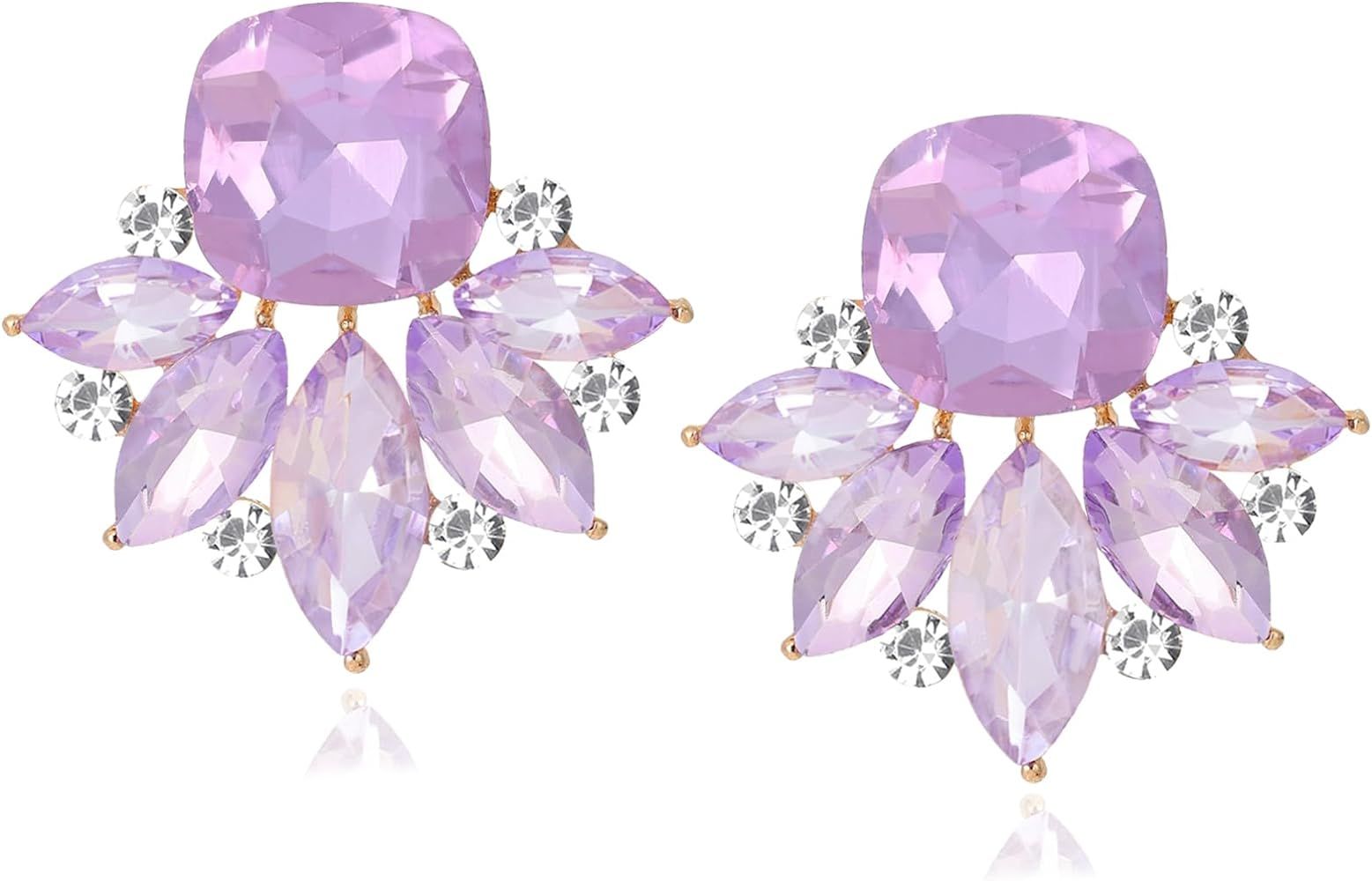 Trendy Rhinestone Drop Dangle Earrings Formal Crystal Cluster Earring for Women Wedding Bride Pro... | Amazon (US)