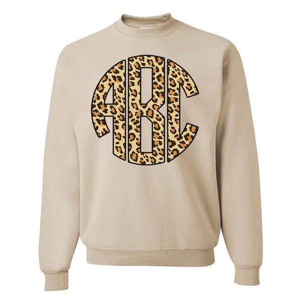 Monogrammed 'Leopard' Big Print Crewneck Sweatshirt | United Monograms