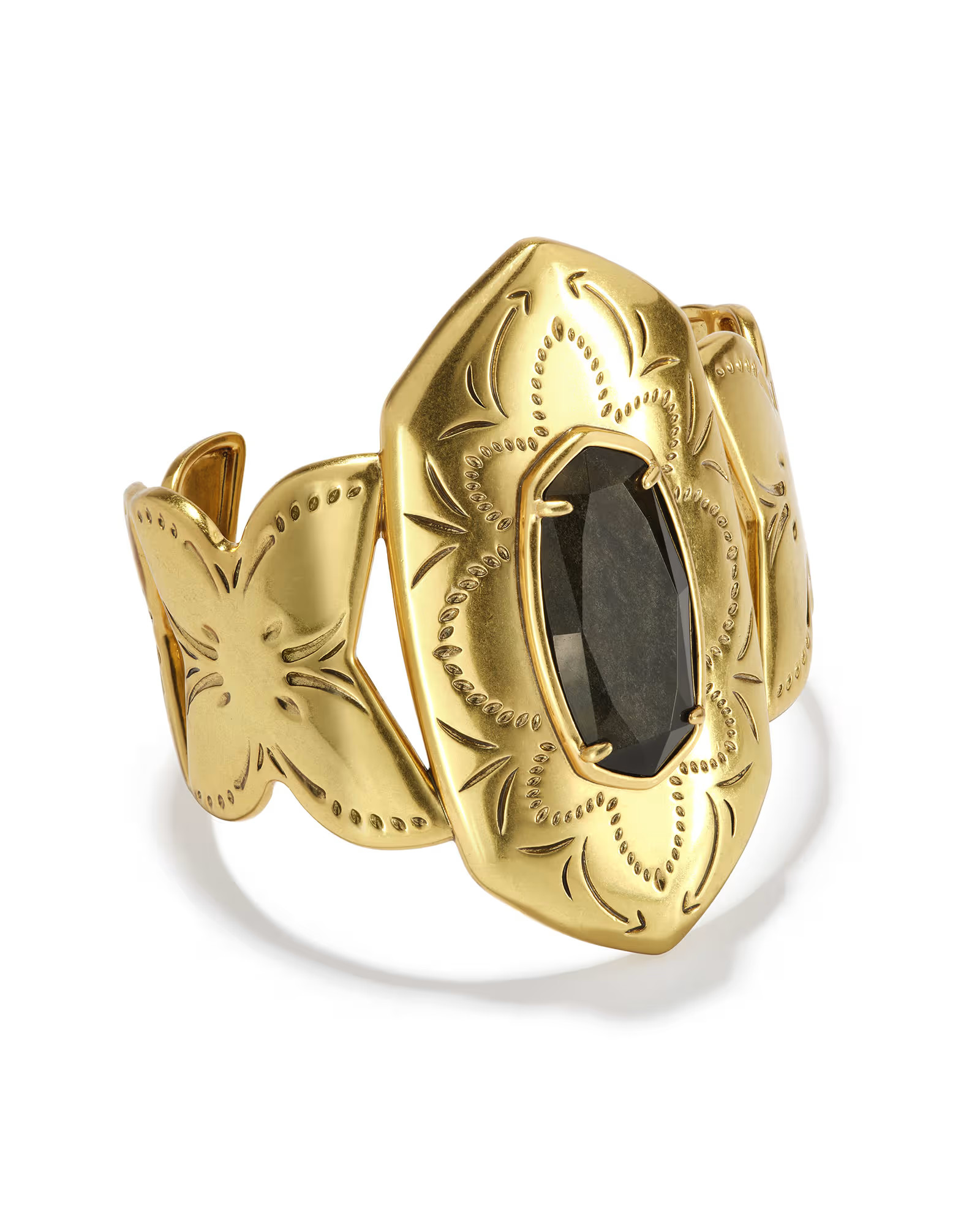 Kendra Scott Keziah Vintage Gold Cuff Bracelet in Golden Obsidian | Obsidian/Metal | Kendra Scott
