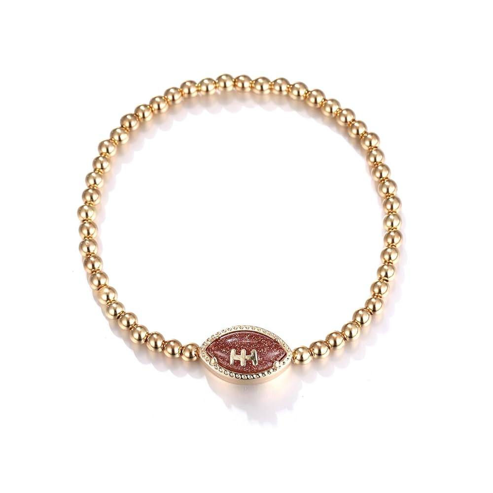 Football Game Day Bracelets for Women Gold Beaded Stretch Bracelets Sports Fan Bracelet Accessori... | Amazon (US)