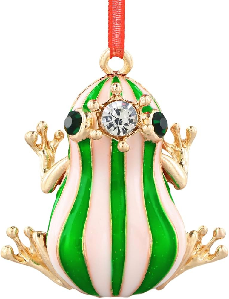 Green Frog Christmas Tree Ornaments - Metal Frog Christmas Ornaments Green Frog Weihnachtsgurke X... | Amazon (US)