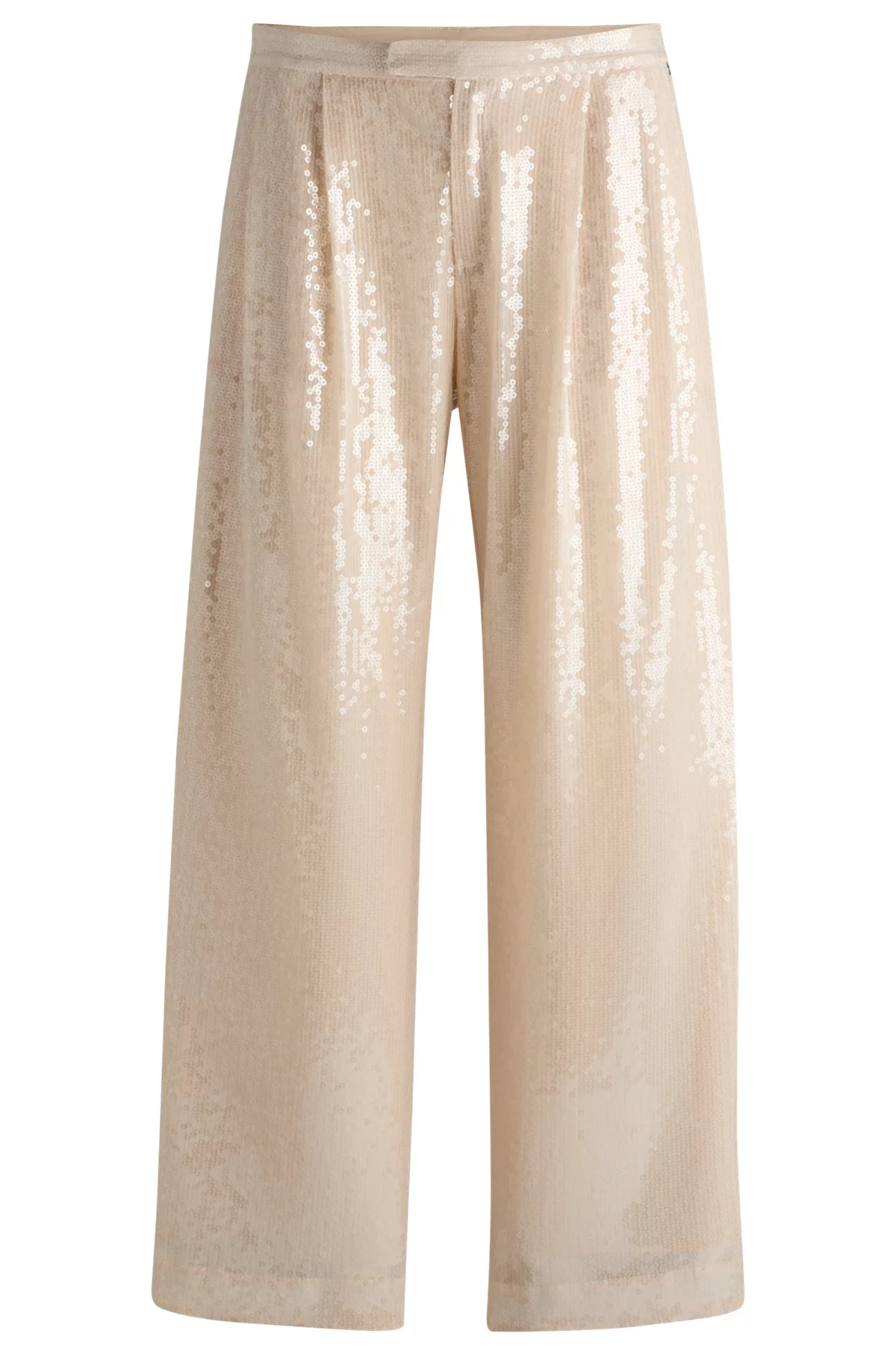 BOSS - Straight-fit trousers in sequinned stretch fabric | Hugo Boss (US)