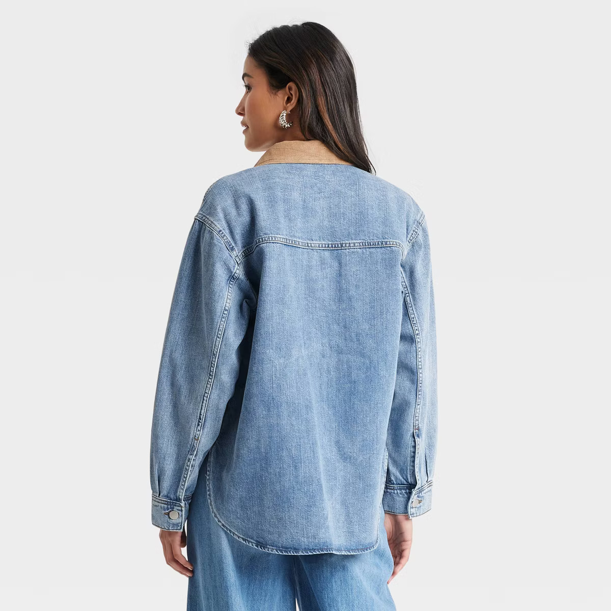 Women's Long Sleeve Denim Shacket - Universal Thread™ Blue | Target