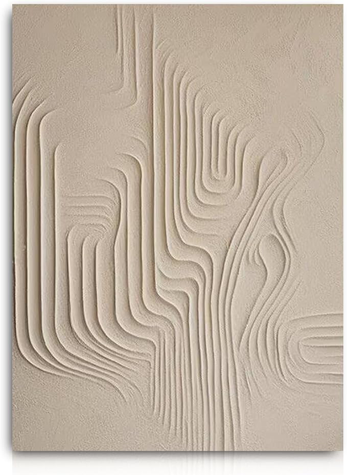 Orlco Art Hand Painted Neutral Oil Painting Wall Decor,Beige Wall Art,Beige Abstract Painting,Lar... | Amazon (US)
