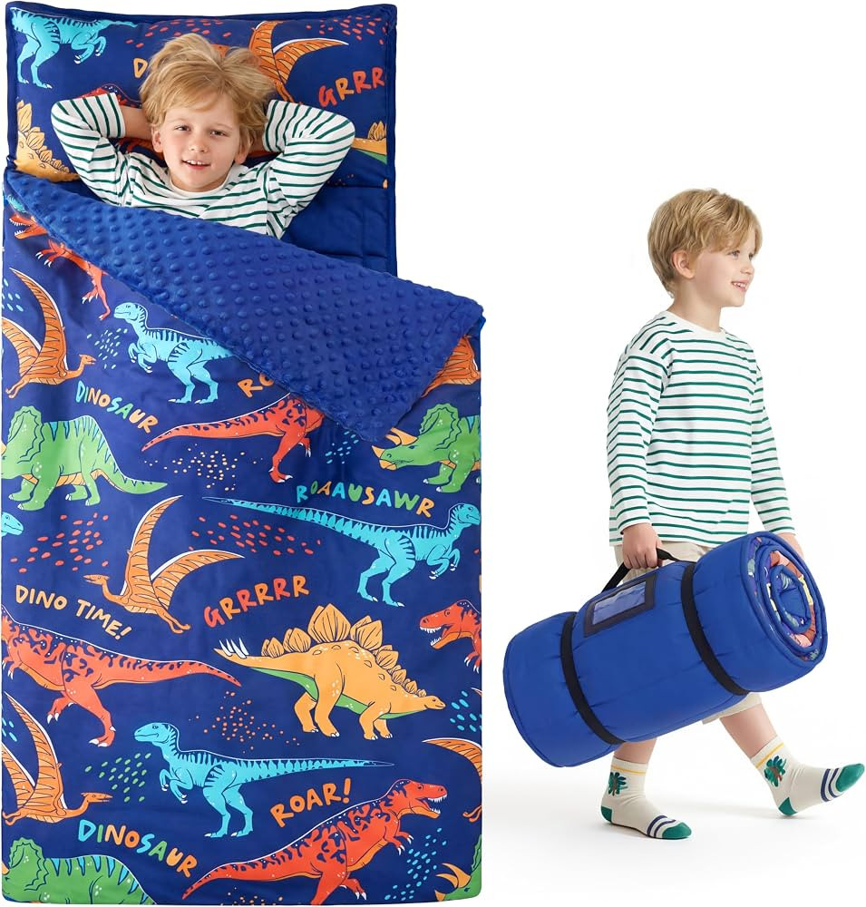 JOIEDOMI Toddler Nap Mat with Removable Pillow and Minky Blanket 55''x30'' Kids Sleeping Bag for ... | Amazon (US)