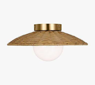Soleil Rattan Flush Mount (13") | Pottery Barn (US)