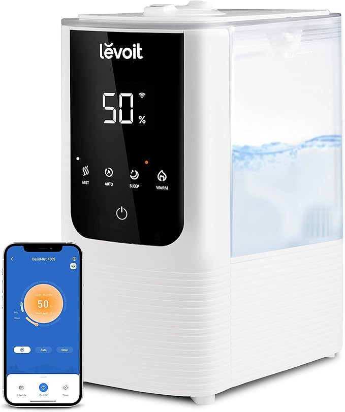 LEVOIT Humidifiers for Bedroom Home, Smart Warm and Cool Mist Air Humidifier for Large Room, Auto... | Amazon (US)