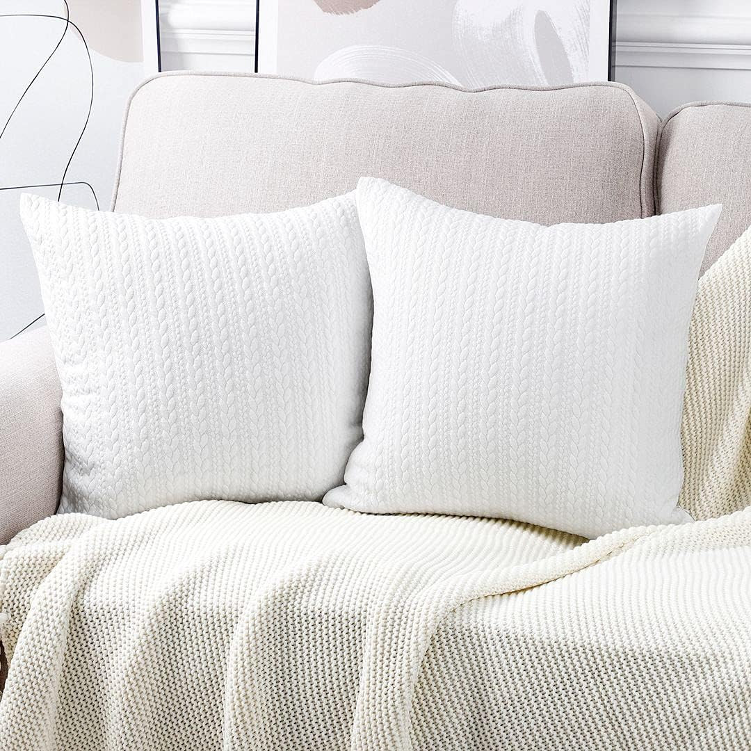 Madizz Set of 2 Embossed Striped Leaf Patterned Decorative Throw Pillow Covers Luxury Style Cushi... | Amazon (US)