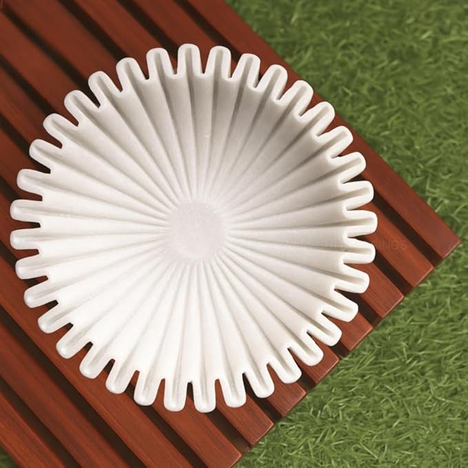 SWADESHI BLESSINGS HandCrafted Marble Ruffle Bowl/Antique Scallop Bowl/Fruit Bowl/Vintage Ring Di... | Amazon (US)