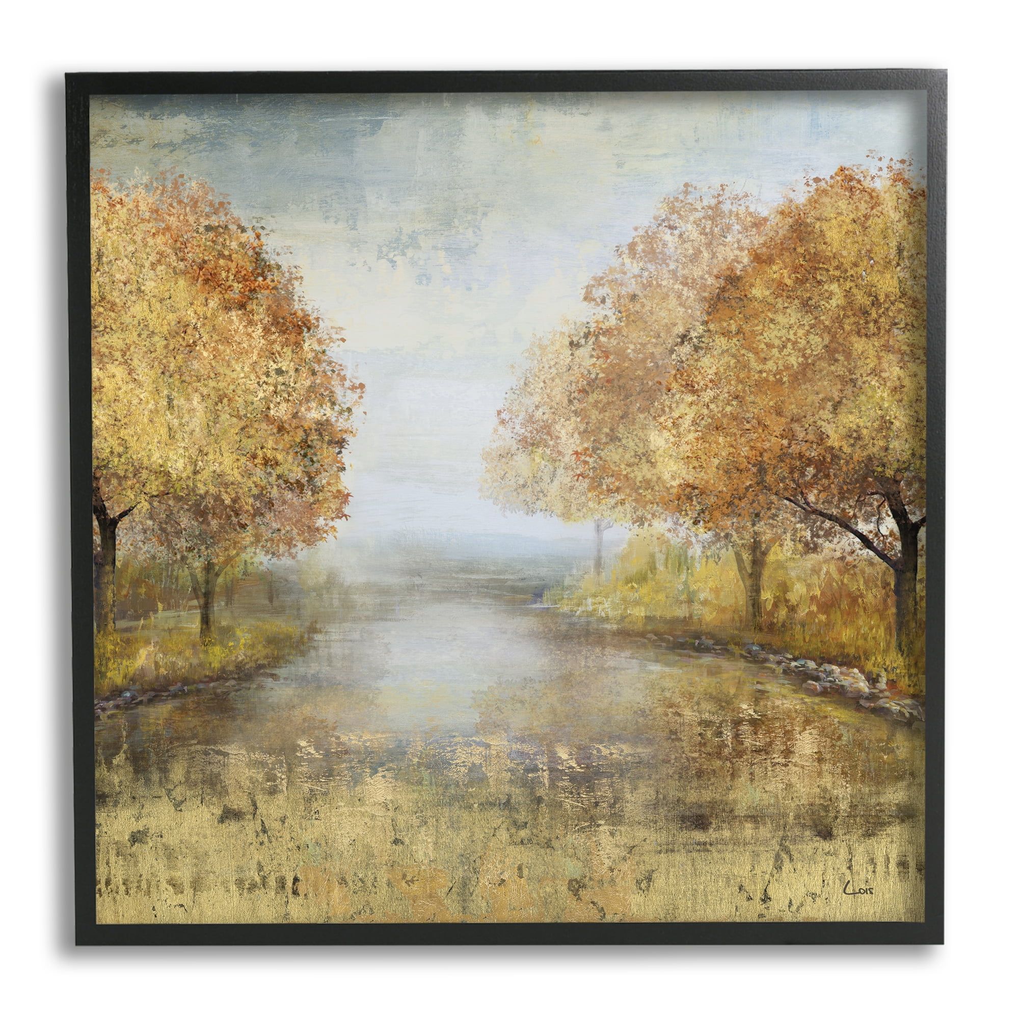 Stupell Industries Golden Autumn Tree Forest Landscape Contemporary Scene Graphic Art Black Frame... | Walmart (US)