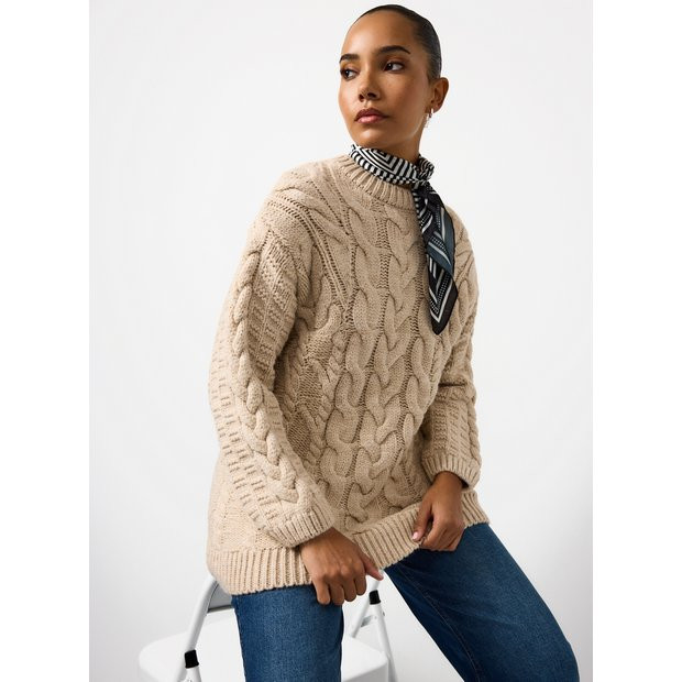 Neutral Oversized Cable Knitted Jumper L | Tu Clothing