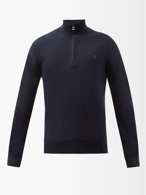 Polo Ralph Lauren - Logo-embroidered Zipped Cotton Sweater - Mens - Navy | Matches (US)