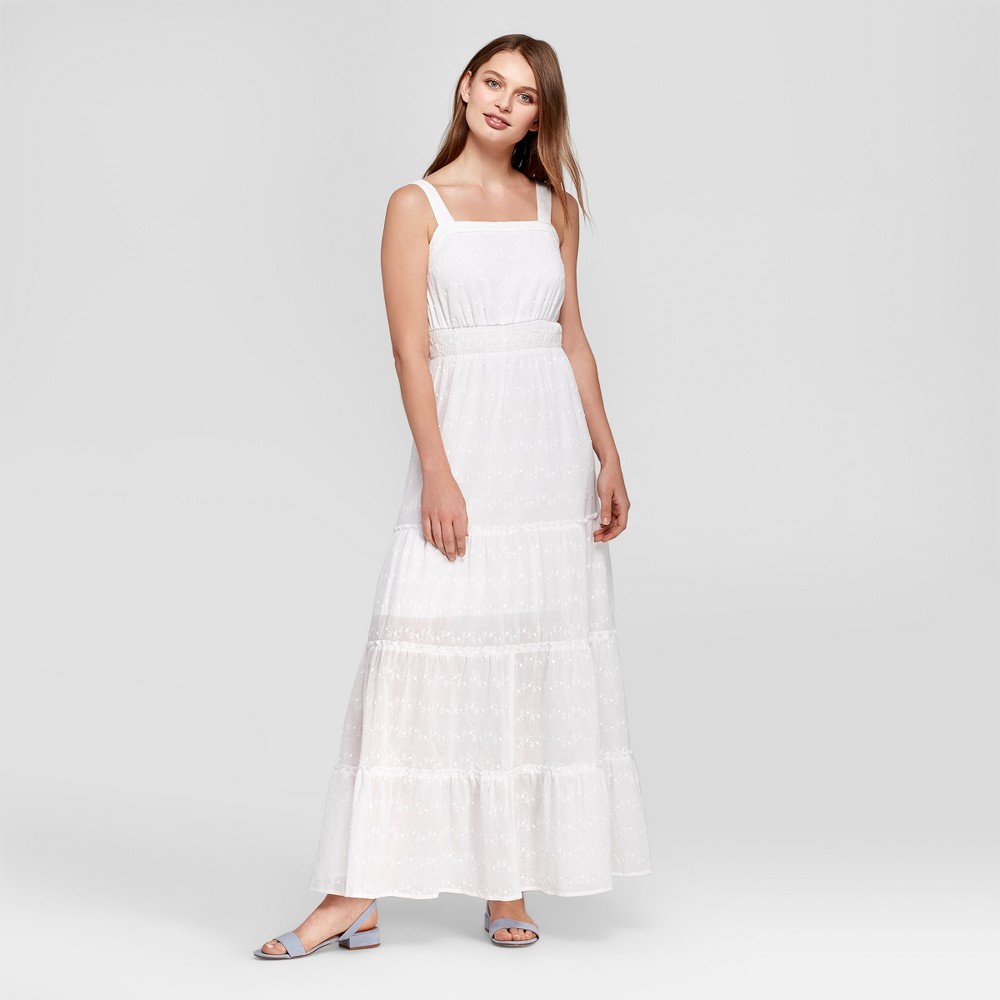 Women's Polka Dot Embroidered Maxi Dress - Knox Rose White XS | Target