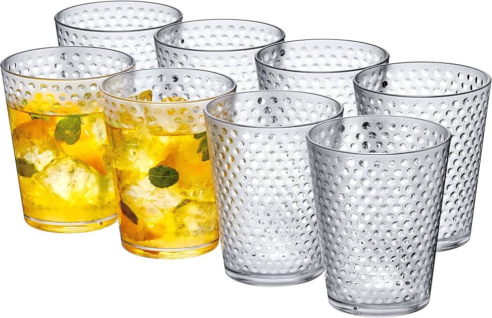 Amazing Abby - Polka Dot - 18-Ounce Plastic Tumblers (Set of 8), Plastic Drinking Glasses, All-Cl... | Amazon (US)