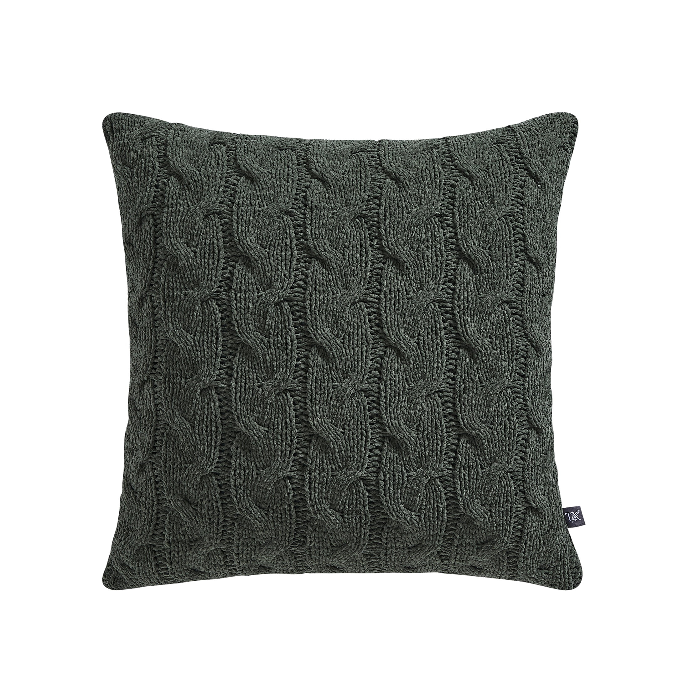 My Texas House Monte 20" x 20" Green Chenille Cable Knit Decorative Pillow | Walmart (US)