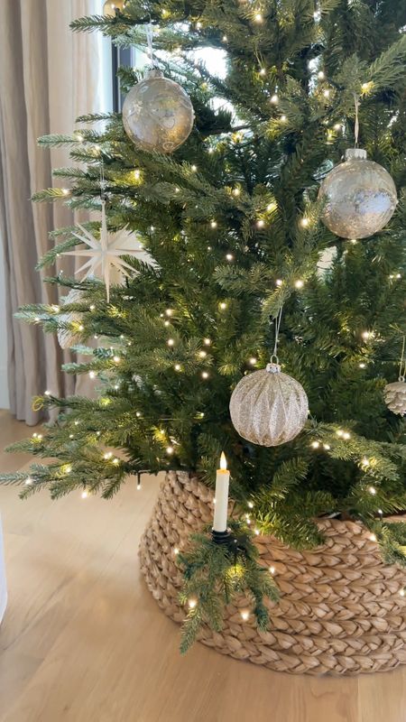 Christmas tree decor, mercury, glass ornaments clip on battery. Candles, Home Depot, viral Christmas tree, woven tree collar, Christmas decor, Christmas decorating.

#LTKSeasonal #LTKhome #LTKVideo