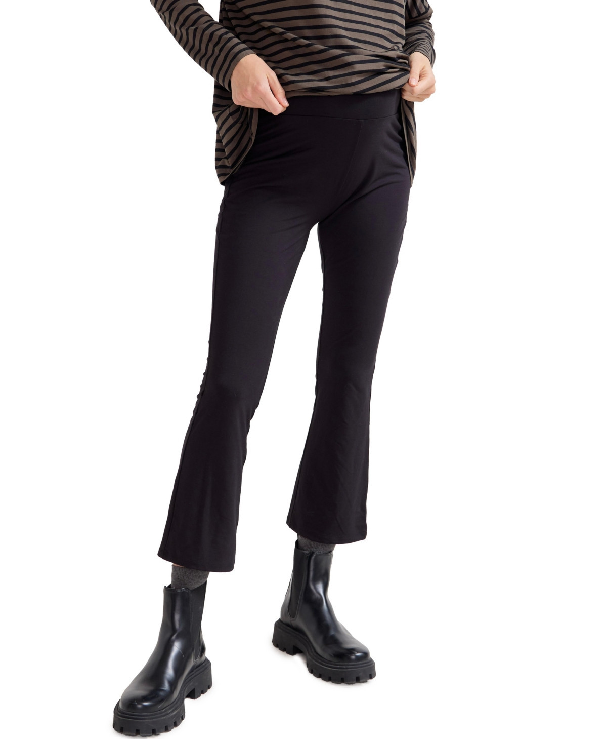 Hatch Collection Maternity The Ultimate Over the Bump Crop Flare Legging - Black | Macy's