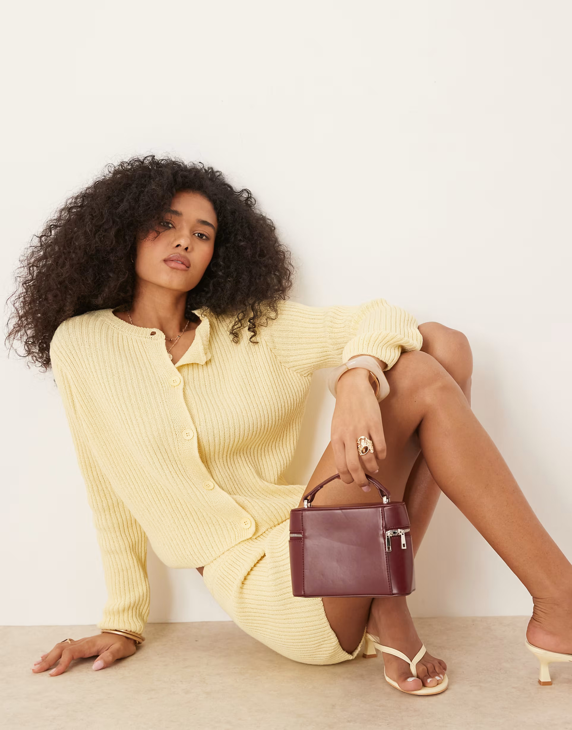 ASOS DESIGN neat fit knitted cardigan in yellow | ASOS | ASOS (Global)